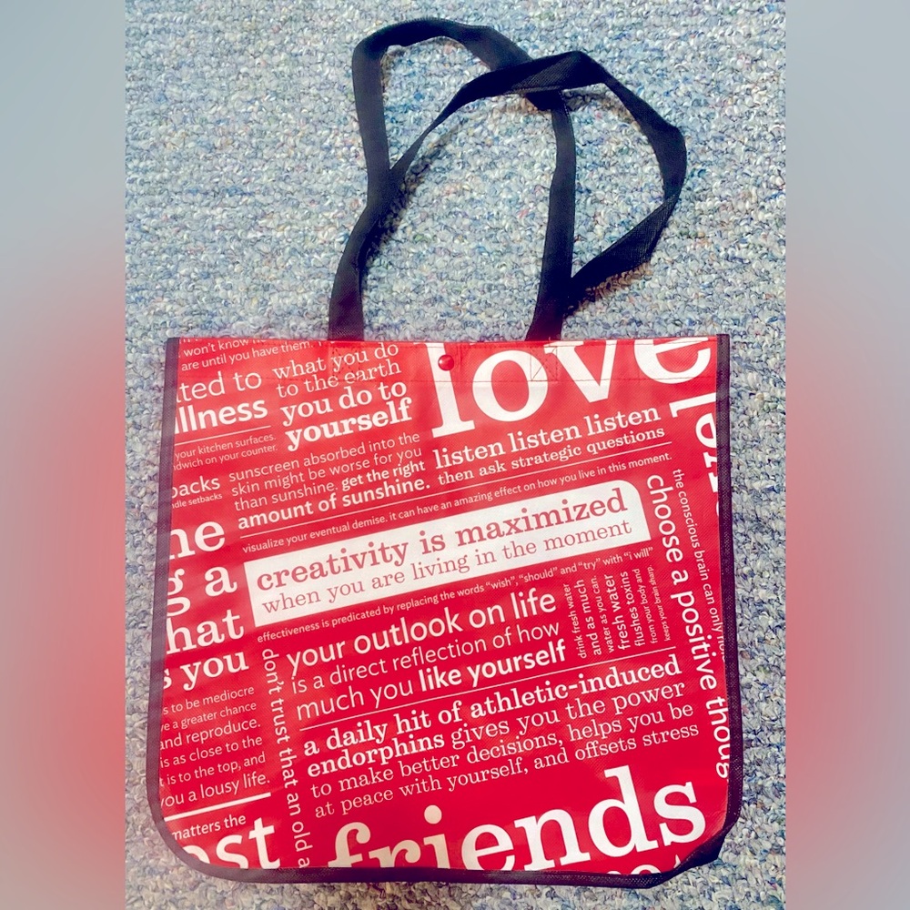 Lululemon red and white Inspirational Tote Bag, new and unused